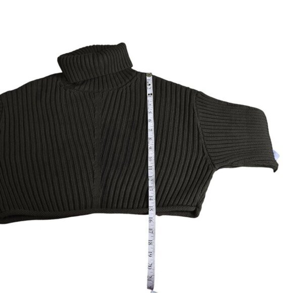 NWT Zara Ribbed Knit Cropped Sweater Turtleneck Khaki Green Size Small - Picture 16 of 16